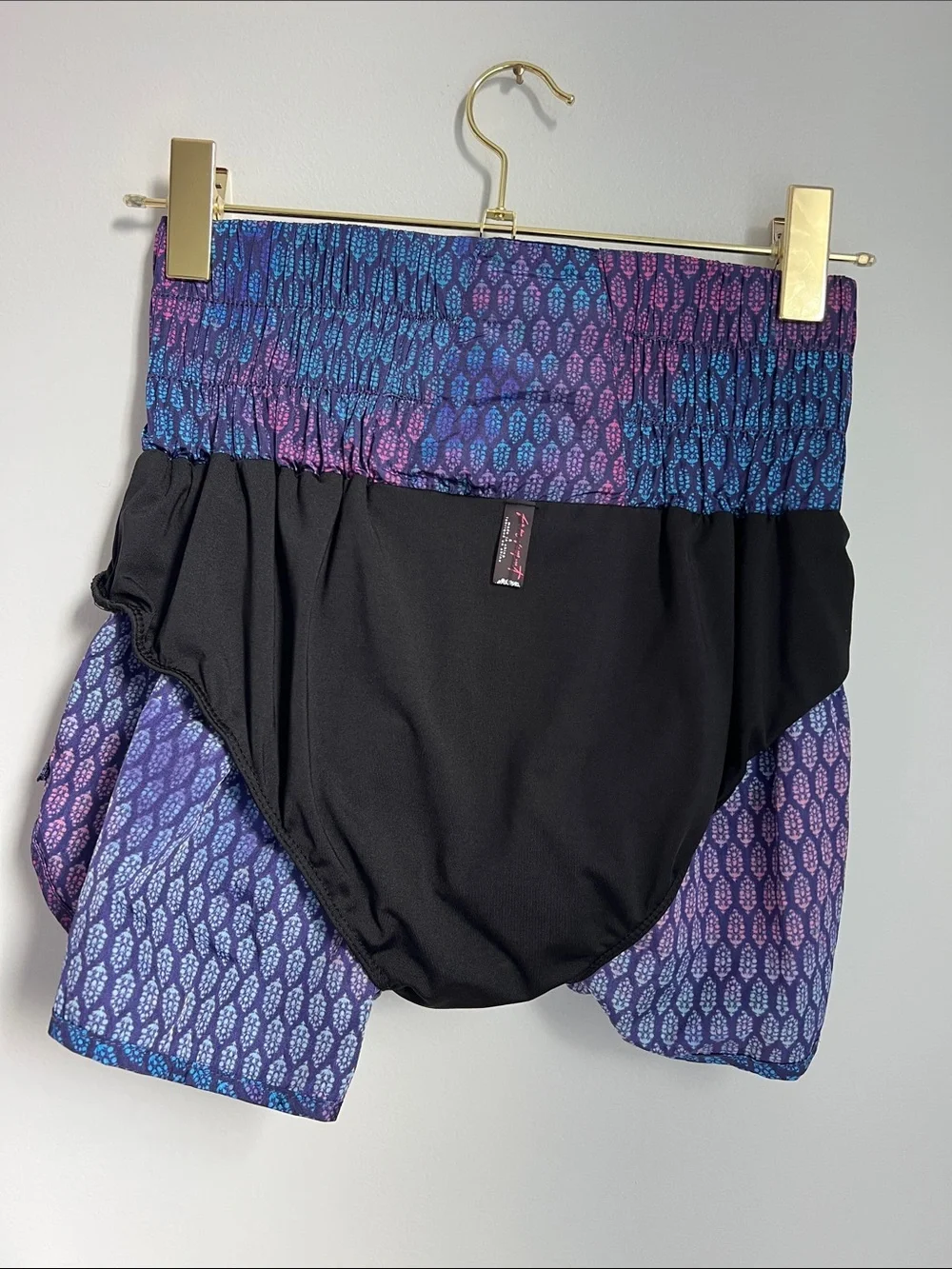 FP Movement by Free People | High-Waist Patterned Shorts in Blue & Purple Size S